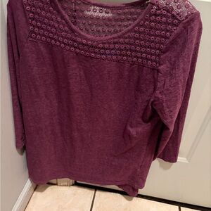 Simply Styled Women's Plum Lace Accent Blouse